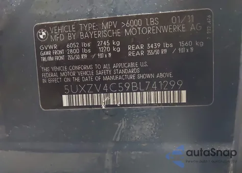 2011 BMW X5 xDrive35I/xDrive35I Premium/xDrive35I Sport Activity z USA, uszkodzony, nr VIN 5UXZV4C59BL741299